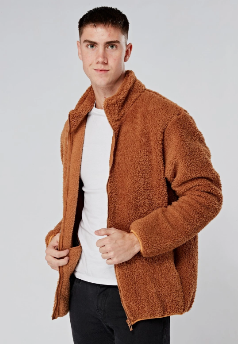 Camel Brown Men’s Sherpa Fleece Jacket