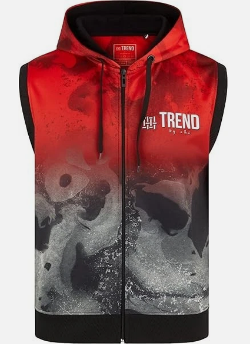 Trend by C & S Red Moon Sleeveless Zipper Hoodie