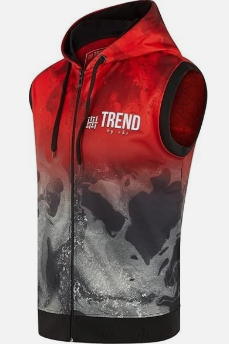 Trend by C & S Red Moon Sleeveless Zipper Hoodie