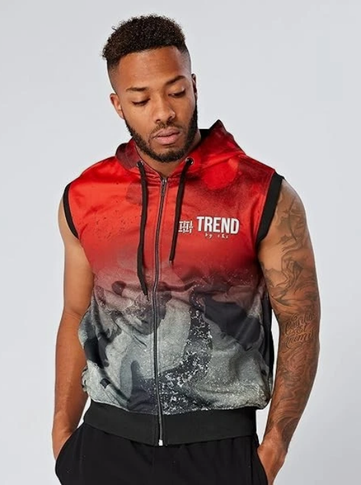 Trend by C & S Red Moon Sleeveless Zipper Hoodie