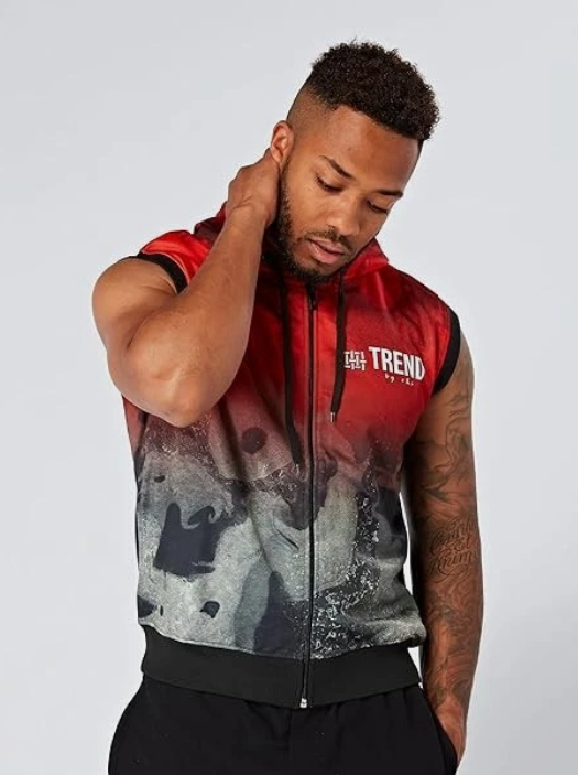 Trend by C & S Red Moon Sleeveless Zipper Hoodie