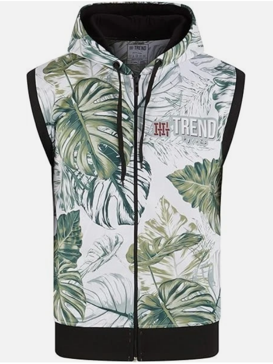 Trend by C & S Tropic Intensity Sleeveless Zipper Hoodie