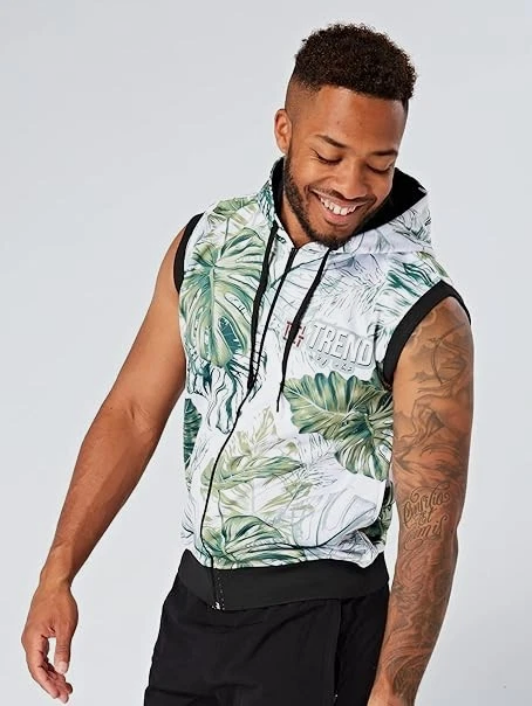 Trend by C & S Tropic Intensity Sleeveless Zipper Hoodie