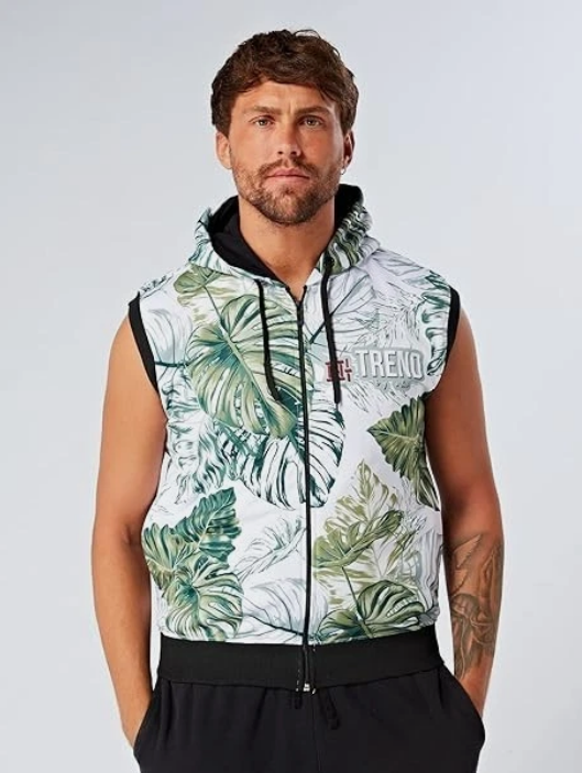 Trend by C & S Tropic Intensity Sleeveless Zipper Hoodie