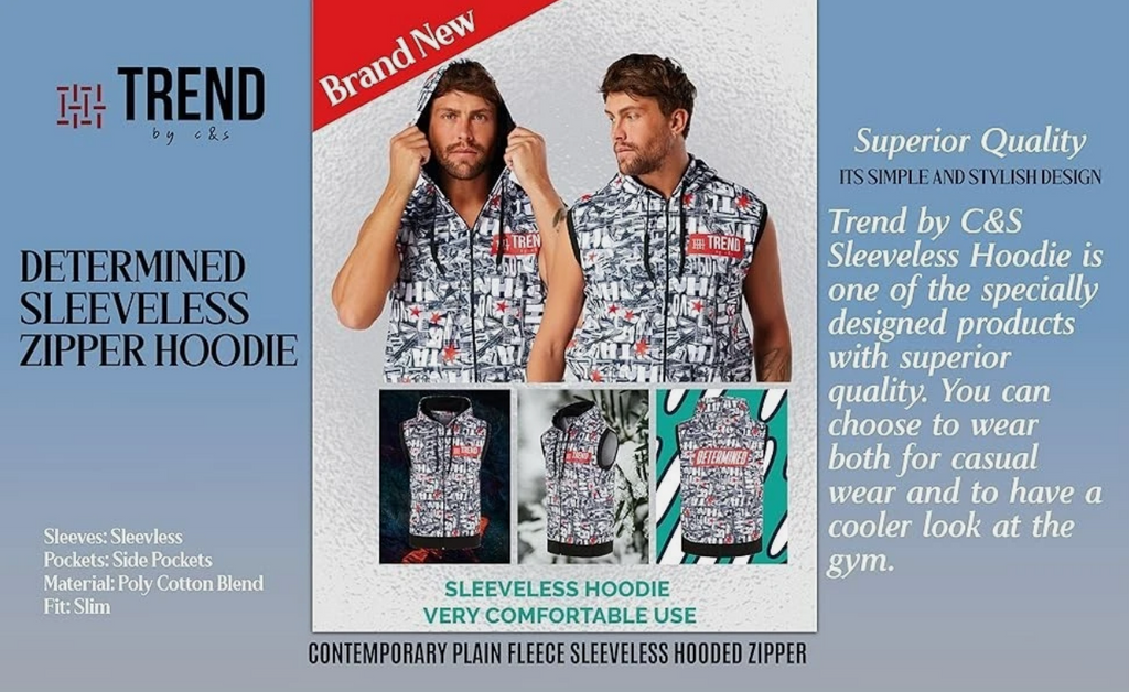 Trend by C & S Determined Sleeveless Zipper Hoodie
