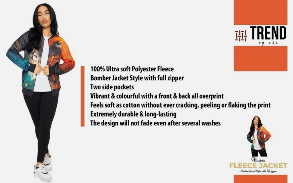 Wolf Spread Unisex Lightweight Fleece Style Jacket