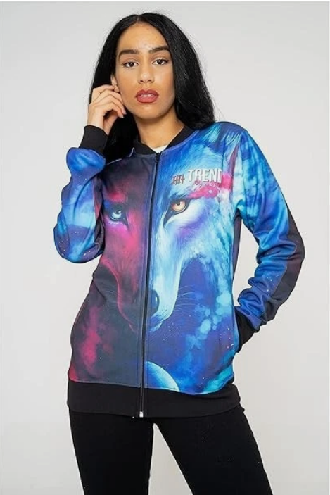 Trend by C & S Galaxy Wolf Unisex Lightweight Fleece Jacket