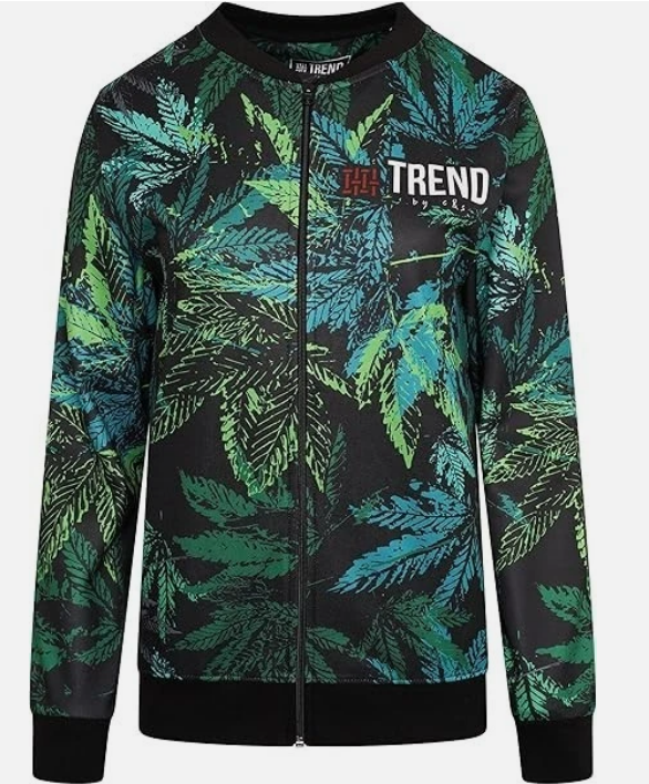 Trend by C & S Blue and Green Leaf Design Lightweight Fleece Jacket