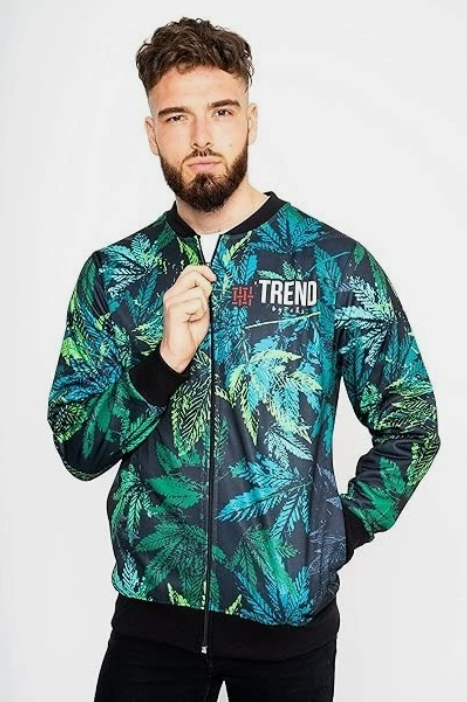 Trend by C & S Blue and Green Leaf Design Lightweight Fleece Jacket