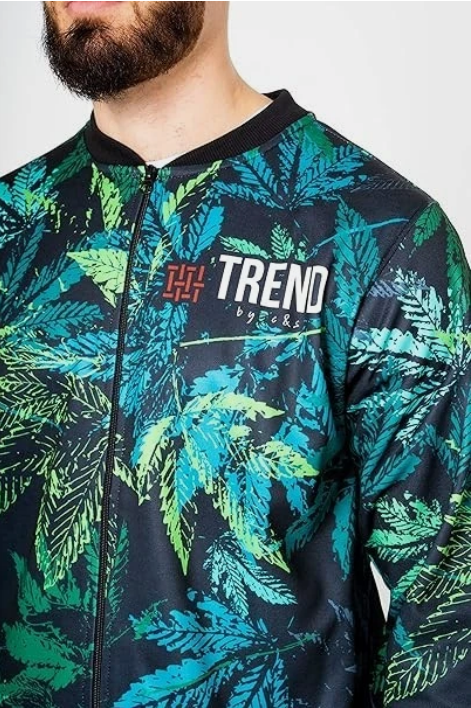 Trend by C & S Blue and Green Leaf Design Lightweight Fleece Jacket