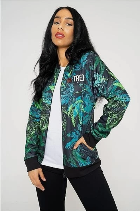 Trend by C & S Blue and Green Leaf Design Lightweight Fleece Jacket