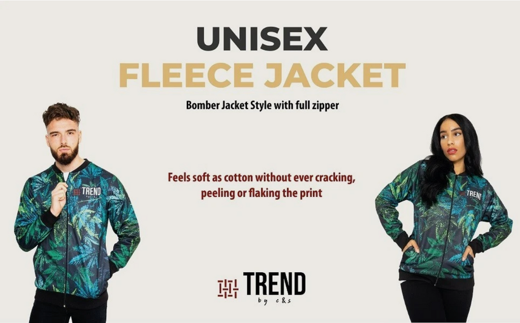 Trend by C & S Blue and Green Leaf Design Lightweight Fleece Jacket