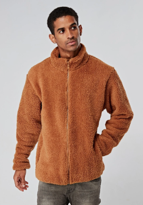 Camel Brown Men’s Sherpa Fleece Jacket